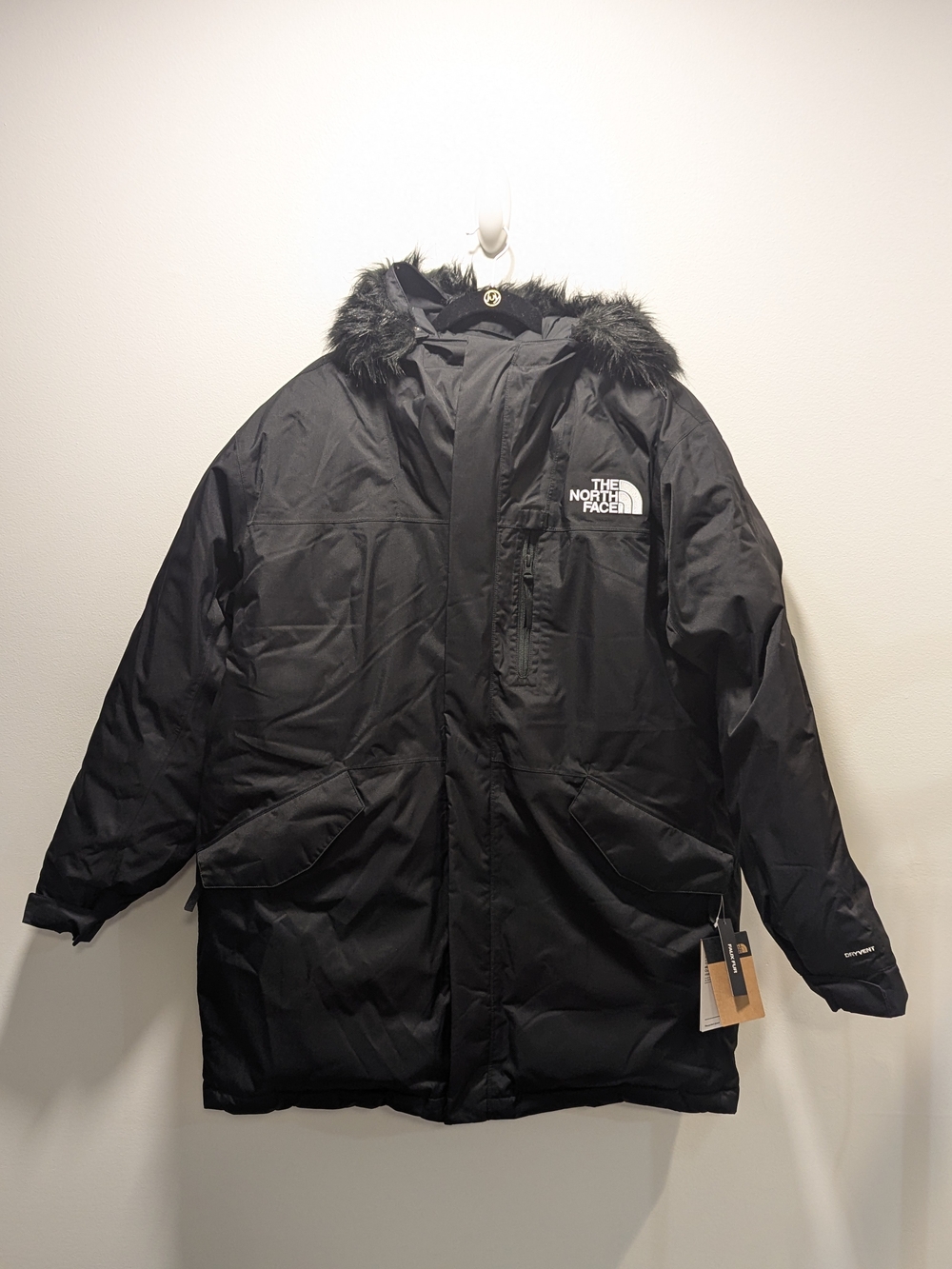 The North Face Men's Bedford Down Parka Jacket Black Faux Fur Hood Size XL NWT